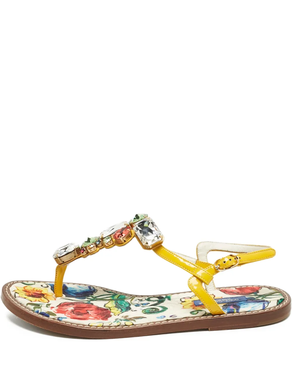 Dolce & Gabbana Pre-Owned crystal-embellished floral-print sandals - Giallo