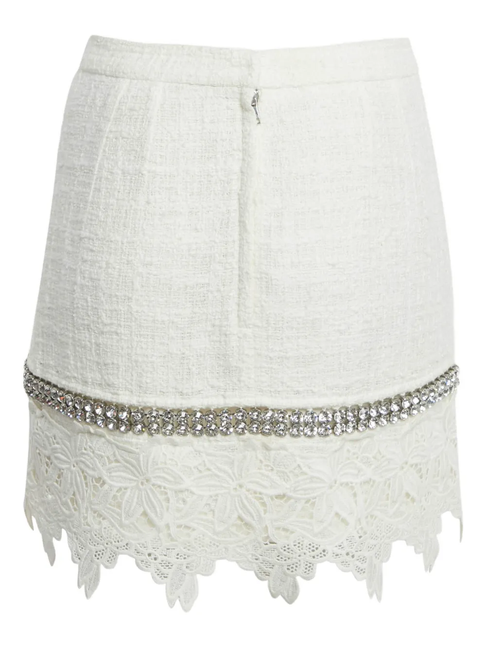 Dolce & Gabbana Pre-Owned lace-panel crystal mini skirt - Wit