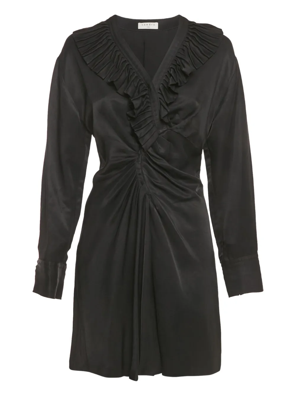 SANDRO ruffle-trim mini dress - Schwarz