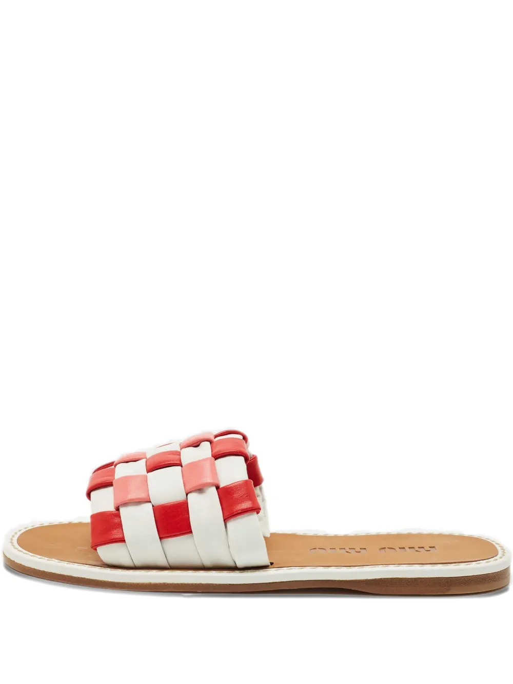 Miu Miu Pre-Owned woven leather slides | White | Image 1