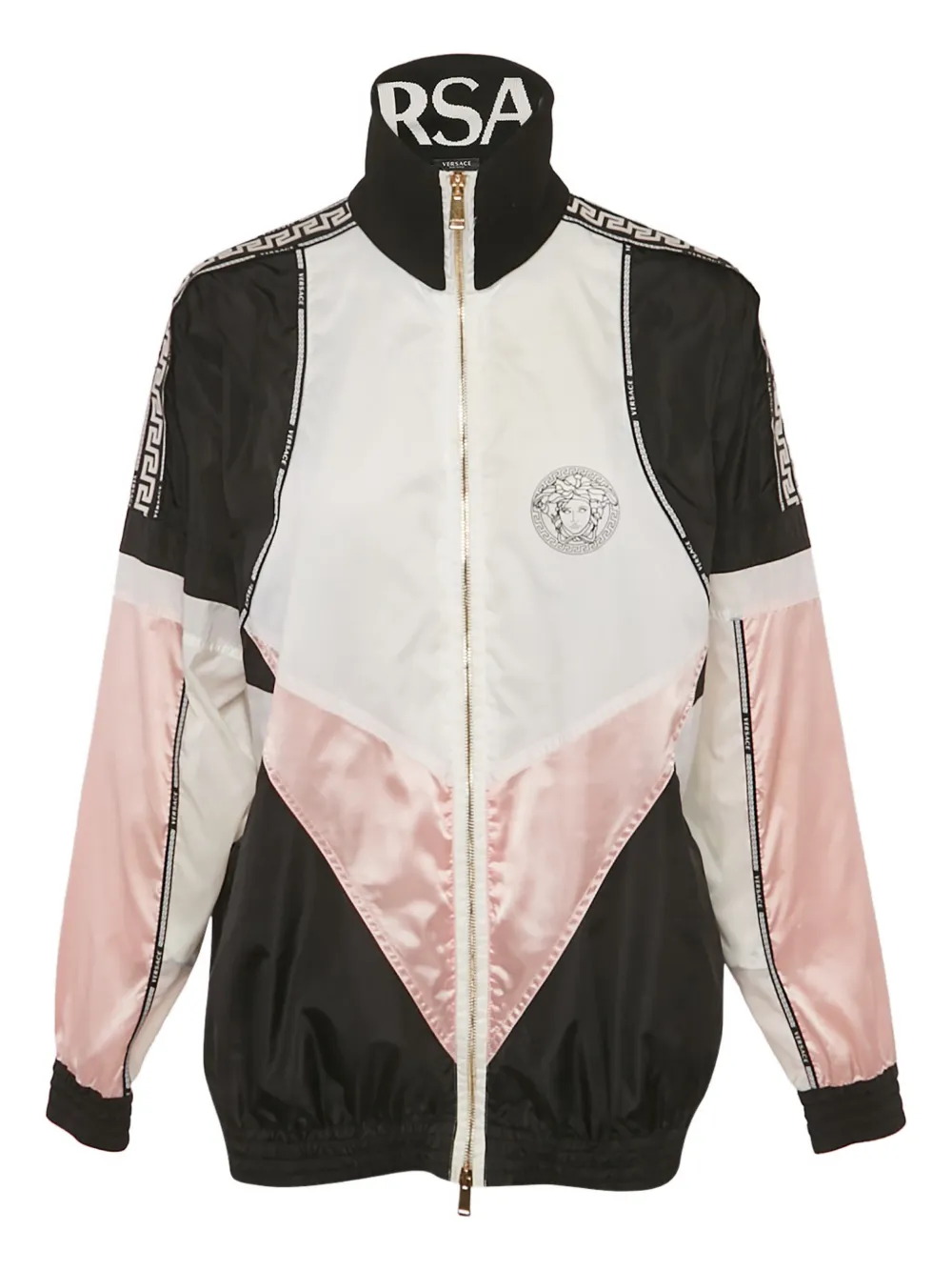 Versace Pre-Owned panelled logo bomber jacket - Bianco