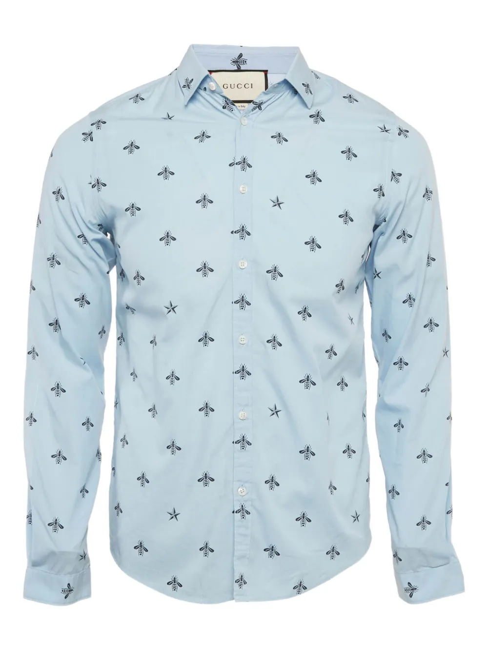 Gucci Pre-Owned bee-print shirt - Blu