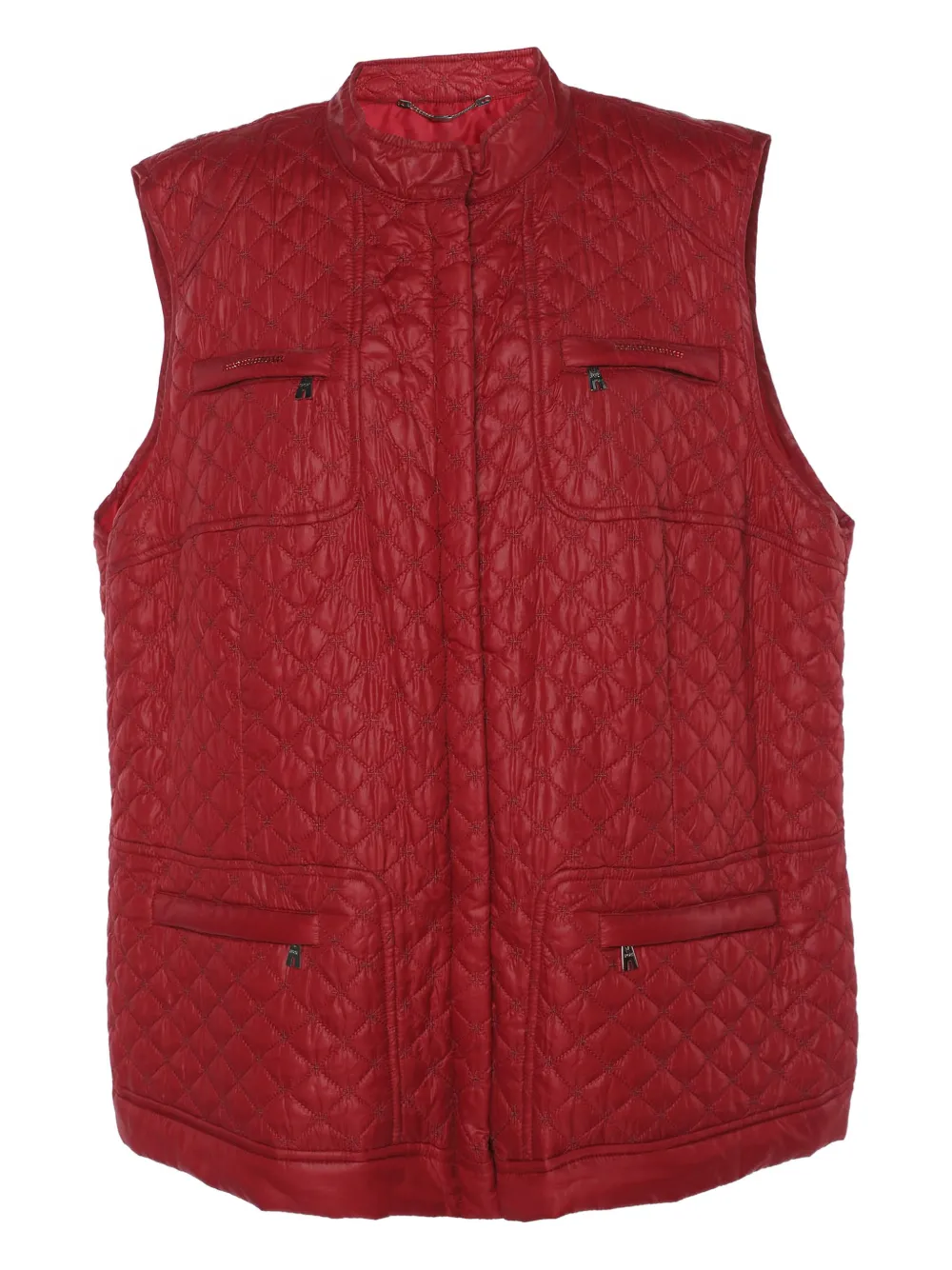 Marina Rinaldi Gilet trapuntato con tasche - Rosso
