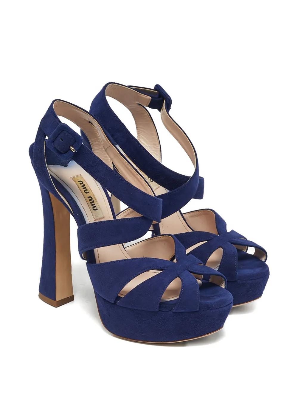 Miu Miu Pre-Owned suede platform sandals - Blauw