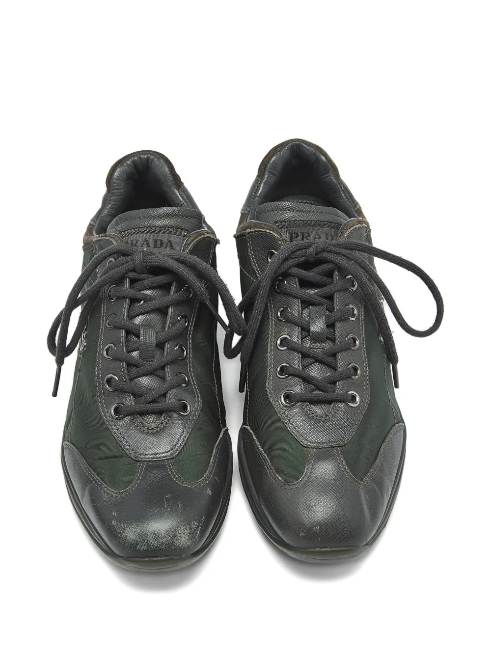 Prada Pre-Owned panelled lace-up sneakers - Groen