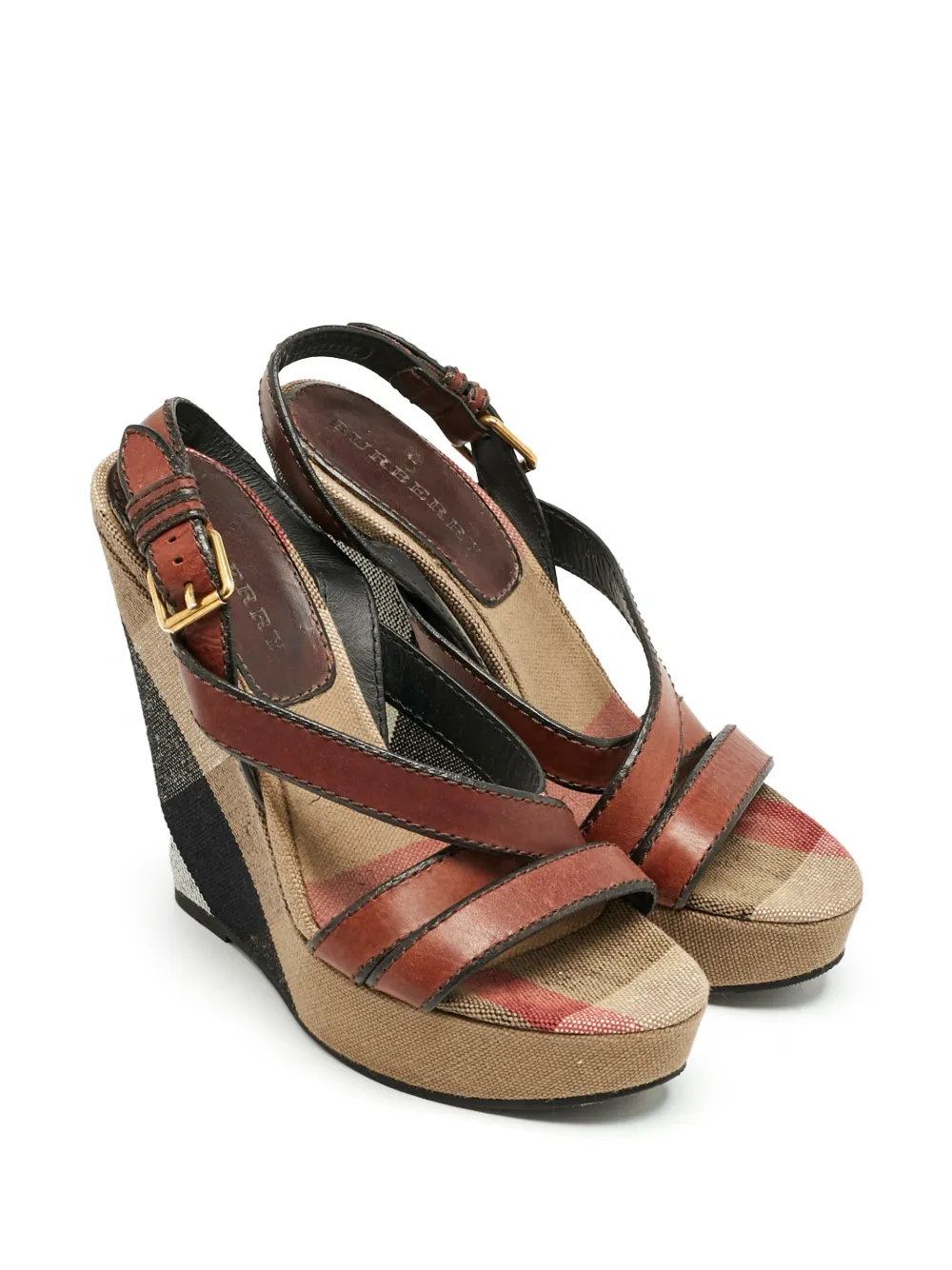 Burberry Pre-Owned check-pattern sandals | Neutrals | Image 1