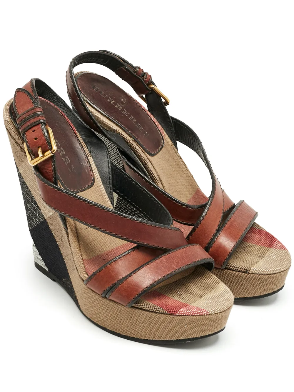 Burberry Pre-Owned check-pattern sandals | Neutrals | Image 1
