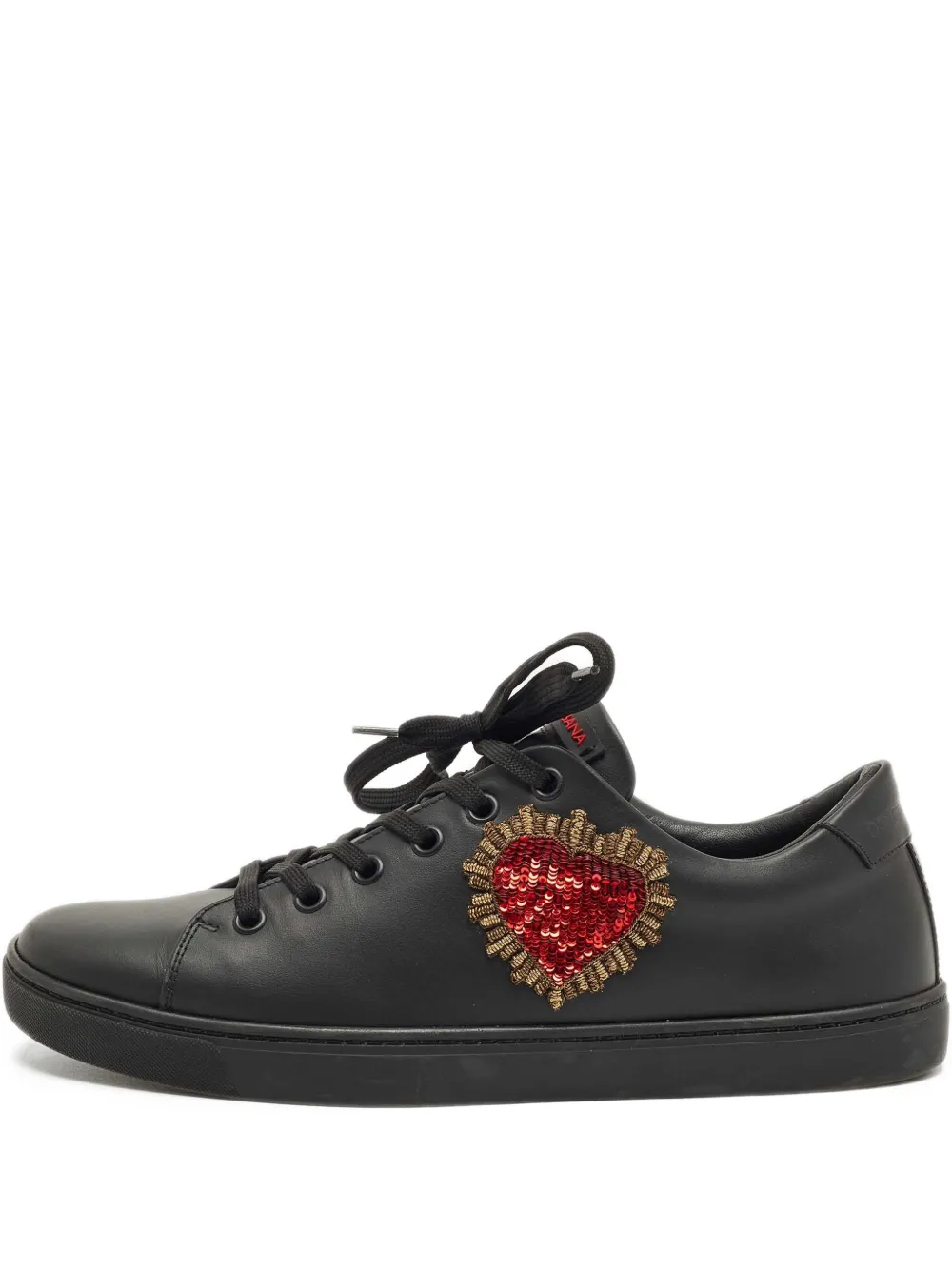 Dolce & Gabbana Pre-Owned heart-detail leather sneakers - Schwarz