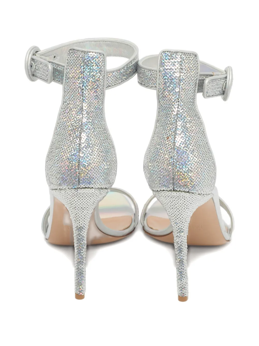 Gianvito Rossi Portofino sequinned ankle-strap sandals - Zilver
