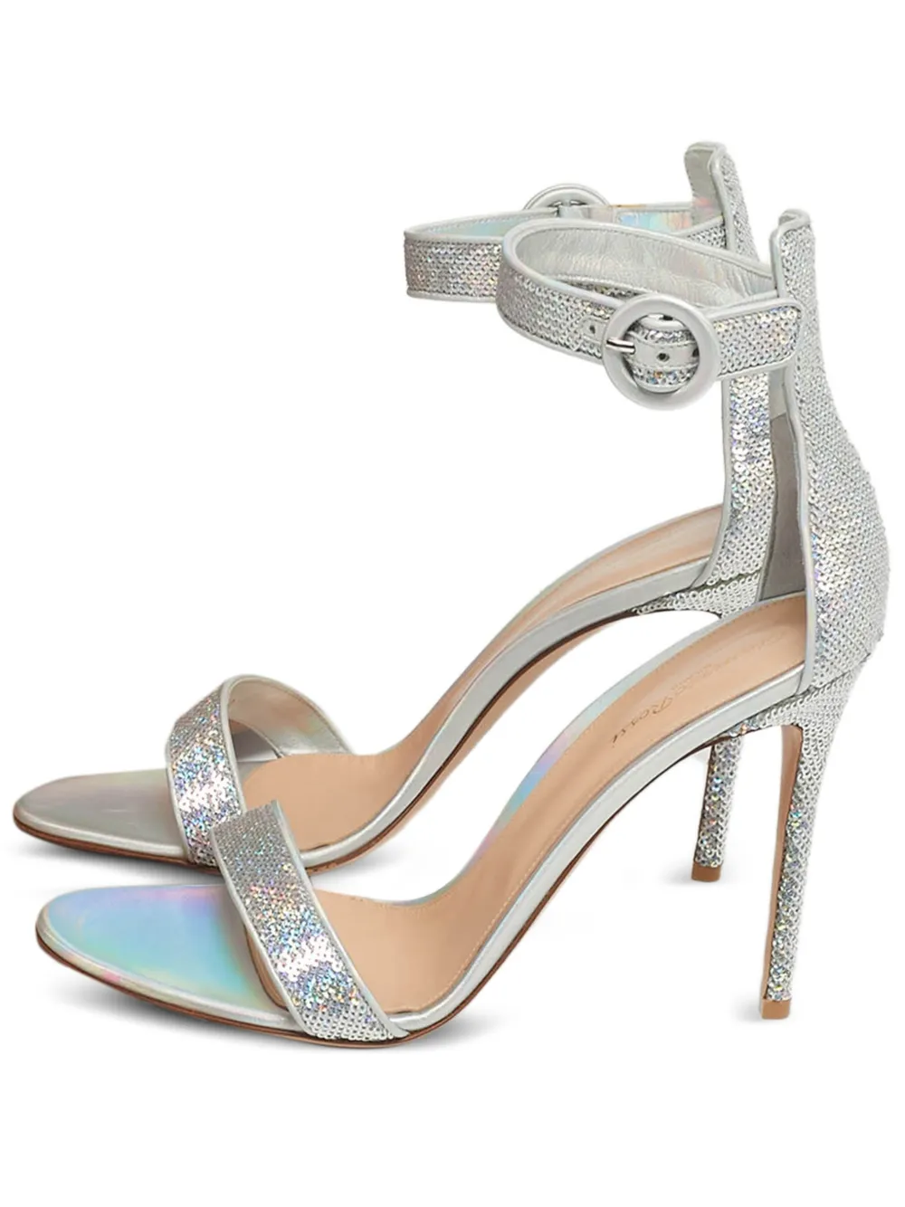 Gianvito Rossi Portofino sequinned ankle-strap sandals - Silber