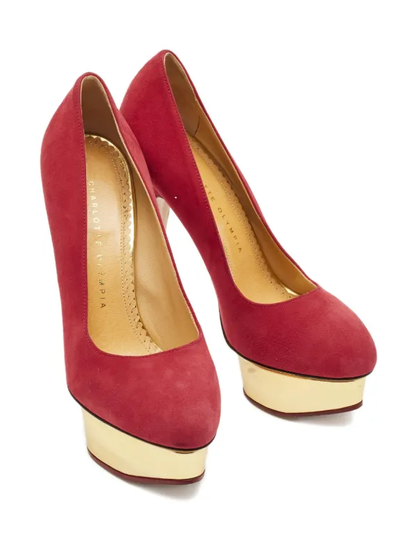 Charlotte Olympia Dolly platform-heel Suede Pumps | Red | FARFETCH