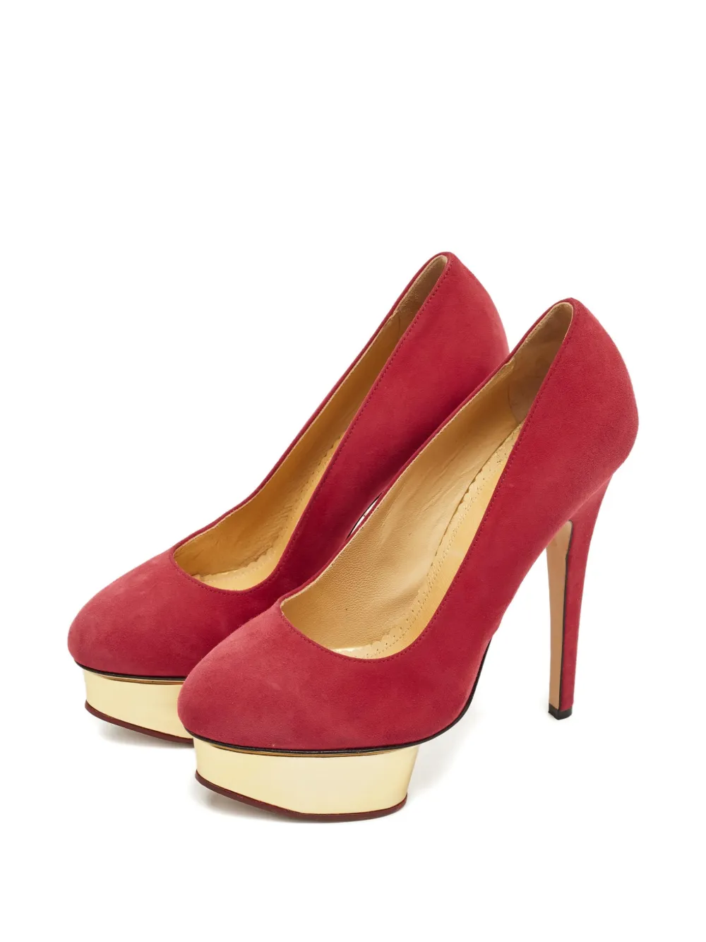 Charlotte Olympia Dolly platform-heel suede pumps - Rood
