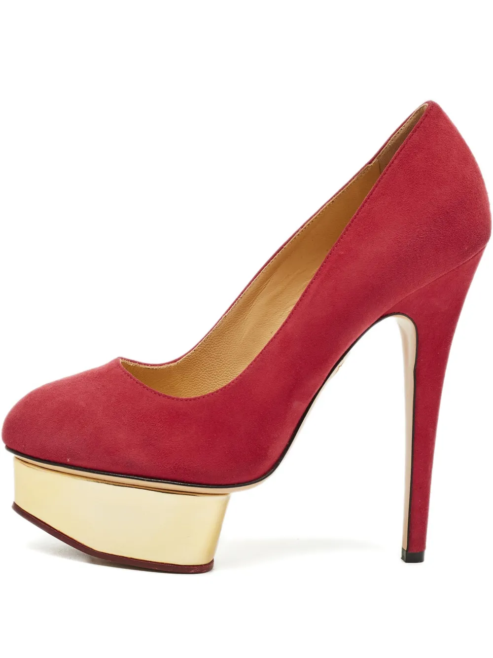 Charlotte Olympia Dolly platform-heel suede pumps - Rot