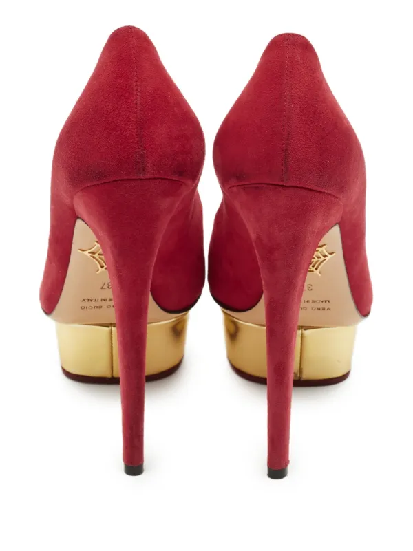 Charlotte Olympia Dolly platform-heel Suede Pumps | Red | FARFETCH