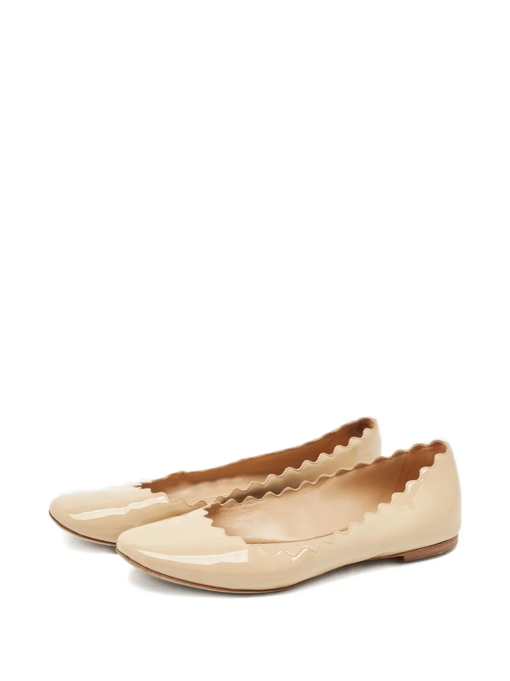 Chloé Pre-Owned Lauren scalloped-edge ballet flats - Beige