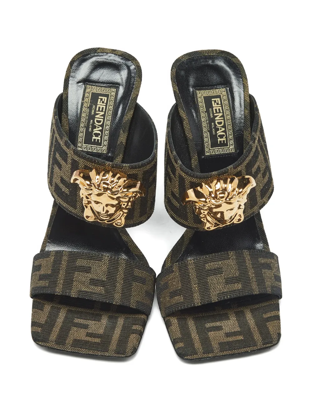 Fendi Pre-Owned x Versace Zucca Medusa sandals - Bruin