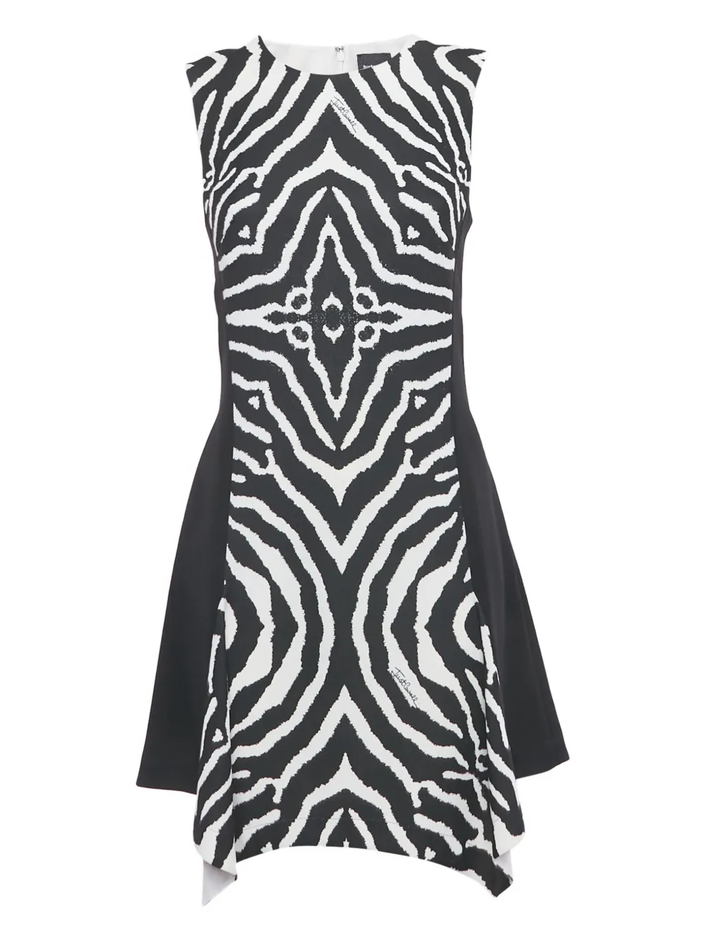 Just Cavalli Vintage animal-print asymmetrical mini dress - Nero