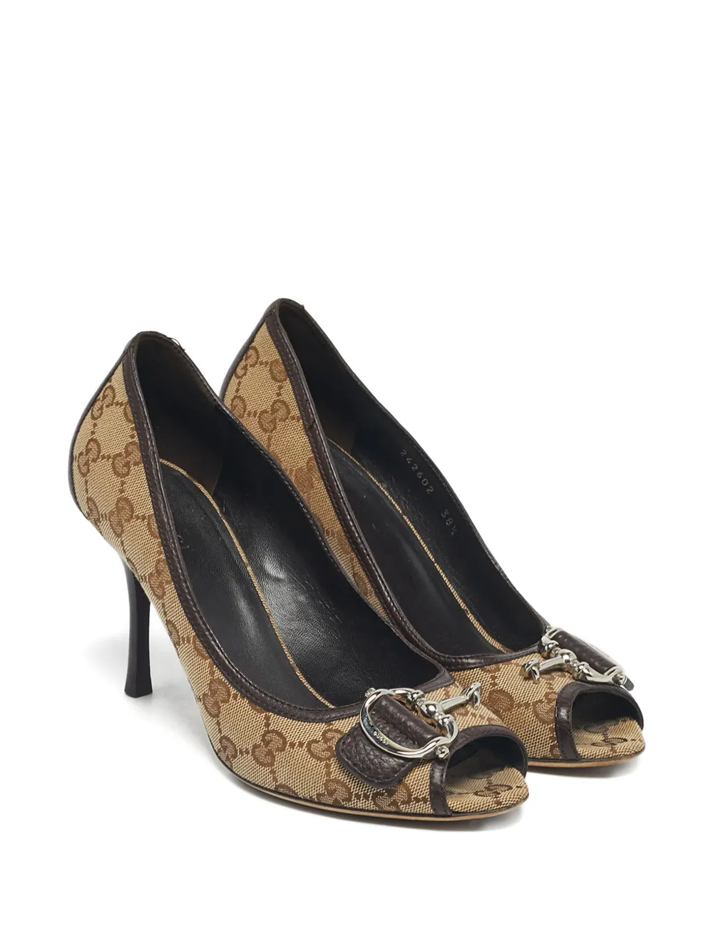 Gucci Pre-Owned Guccissima peep-toe pumps - Beige