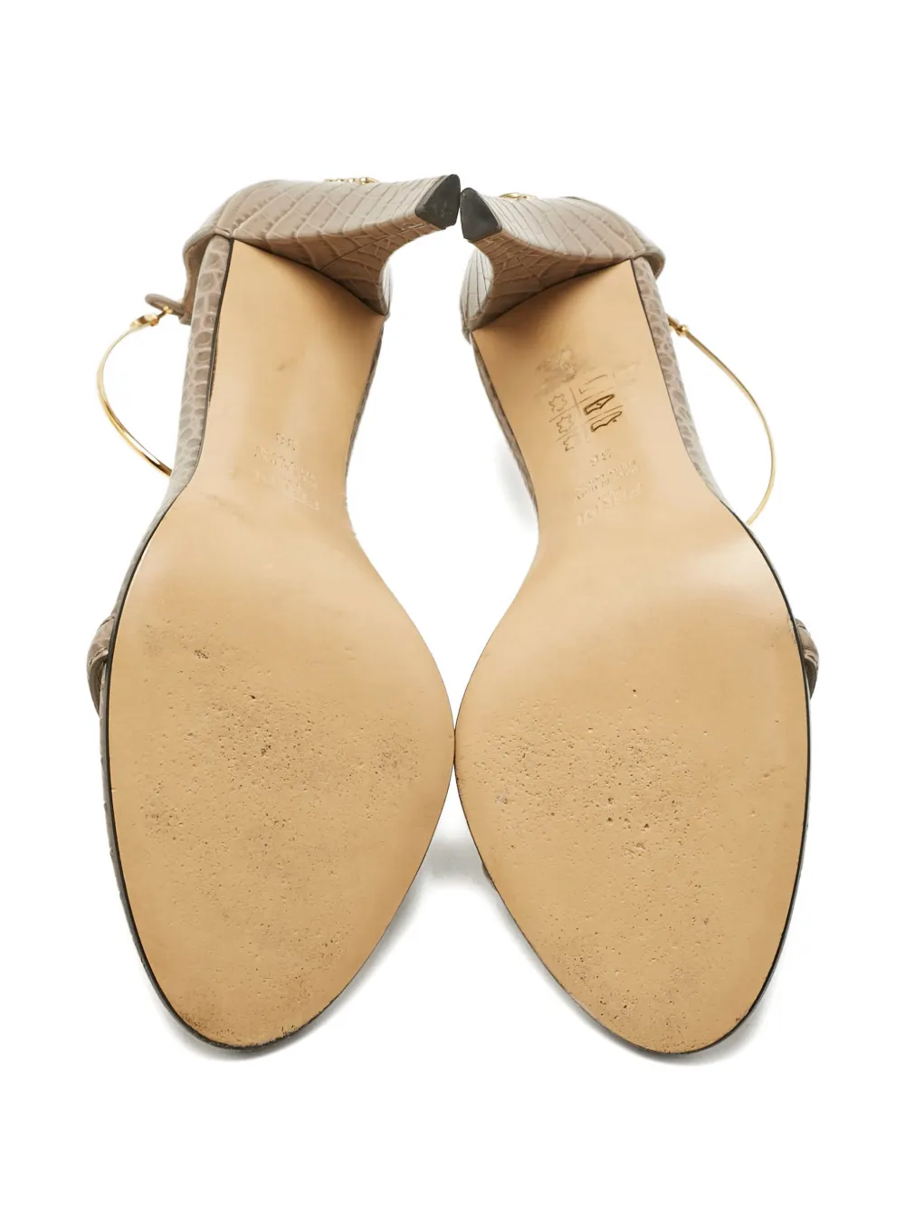 Fendi Pre-Owned Filo embossed-leather heeled sandals - Beige