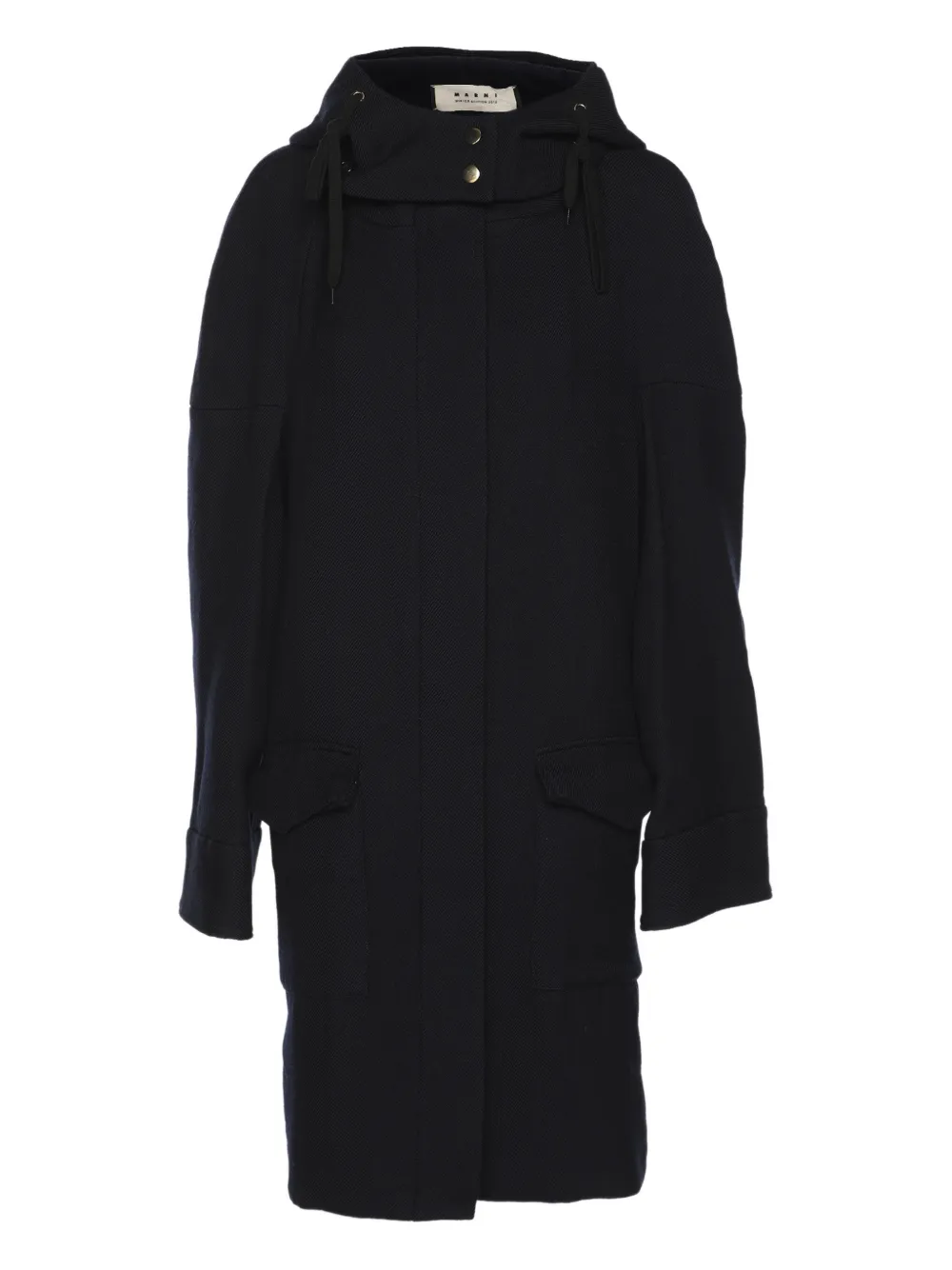 Pre-owned Marni Hooded Pocket Trench Coat In Blue