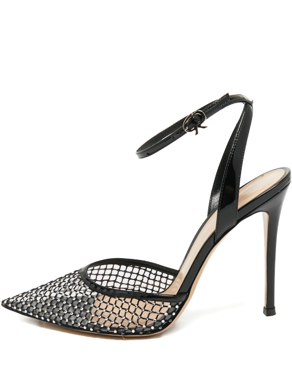 Gianvito Rossi Rossi ankle-strap mesh-detail pumps - Schwarz
