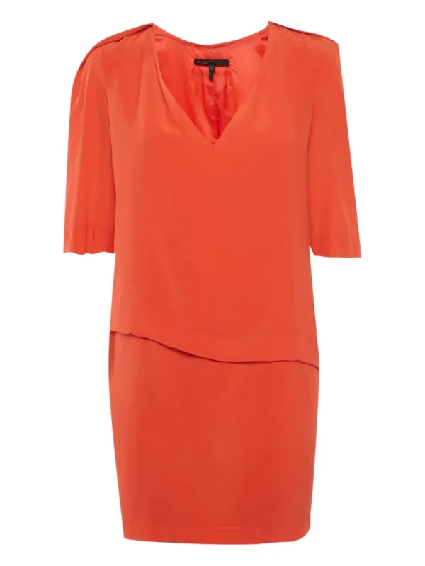 Maje Silk V-neck Mini Dress - Red