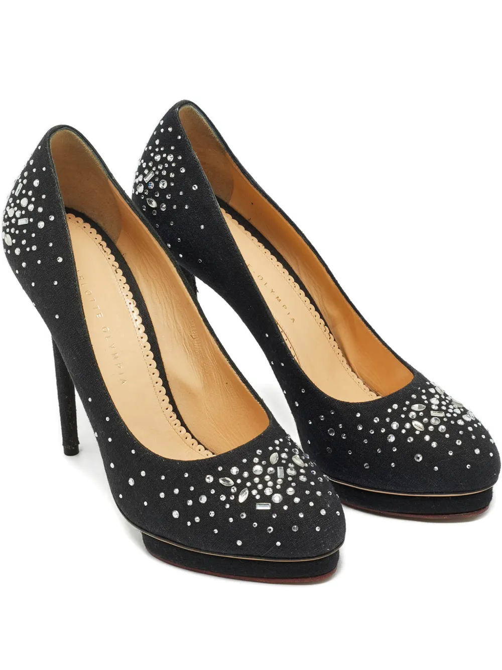 Charlotte Olympia crystal-embellished dotty platform pumps - Schwarz