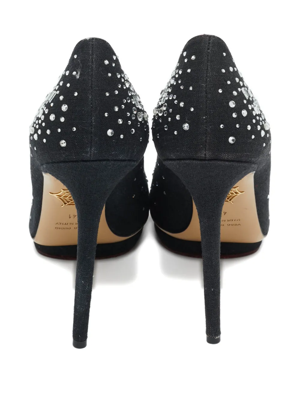 Charlotte Olympia crystal-embellished dotty platform pumps - Zwart