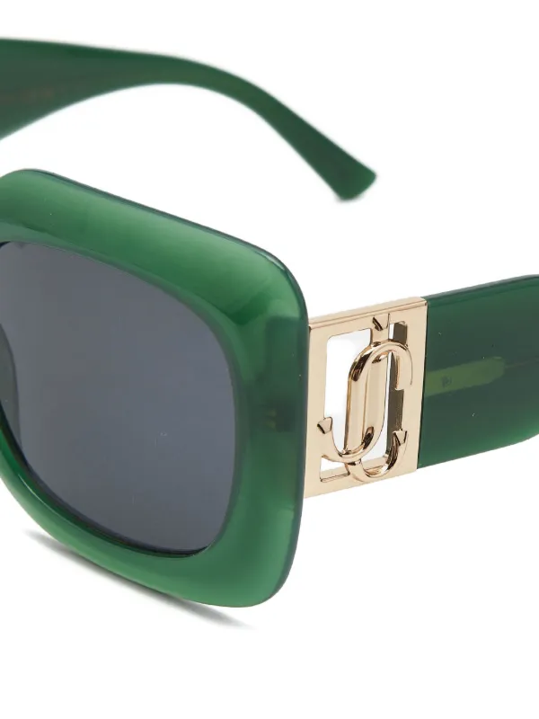 JIMMY CHOO ROUND GREEN SUNGLASSES Jimmy Choo Glitter-Detail Round-Frame Sunglasses - Gold  main image 2