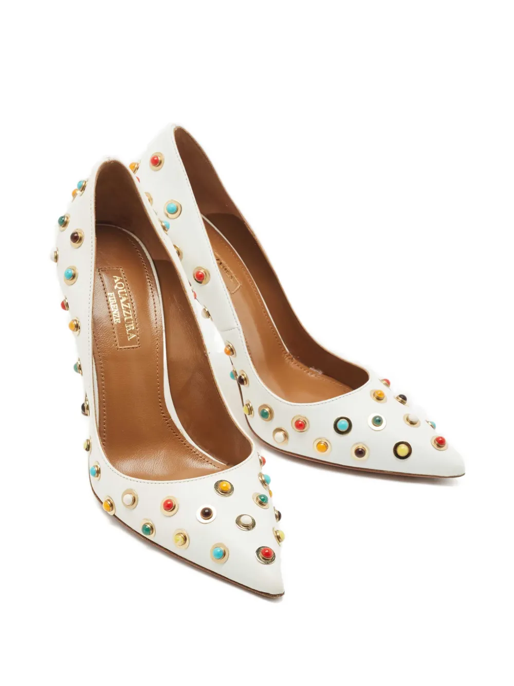 Aquazzura embellished calf leather pumps 10.5 - Wit