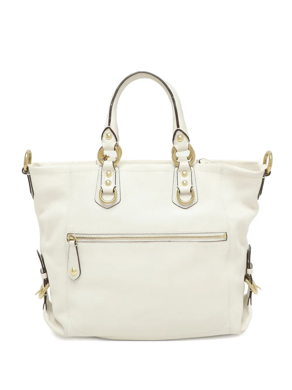 Pre-owned Coach Leather Tote Bag In White