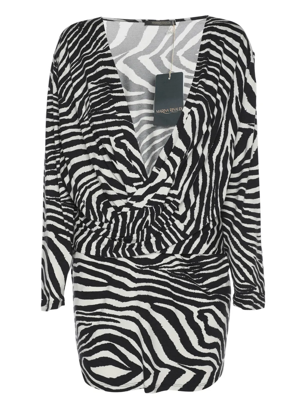 Marina Rinaldi zebra V-neck top - Bianco