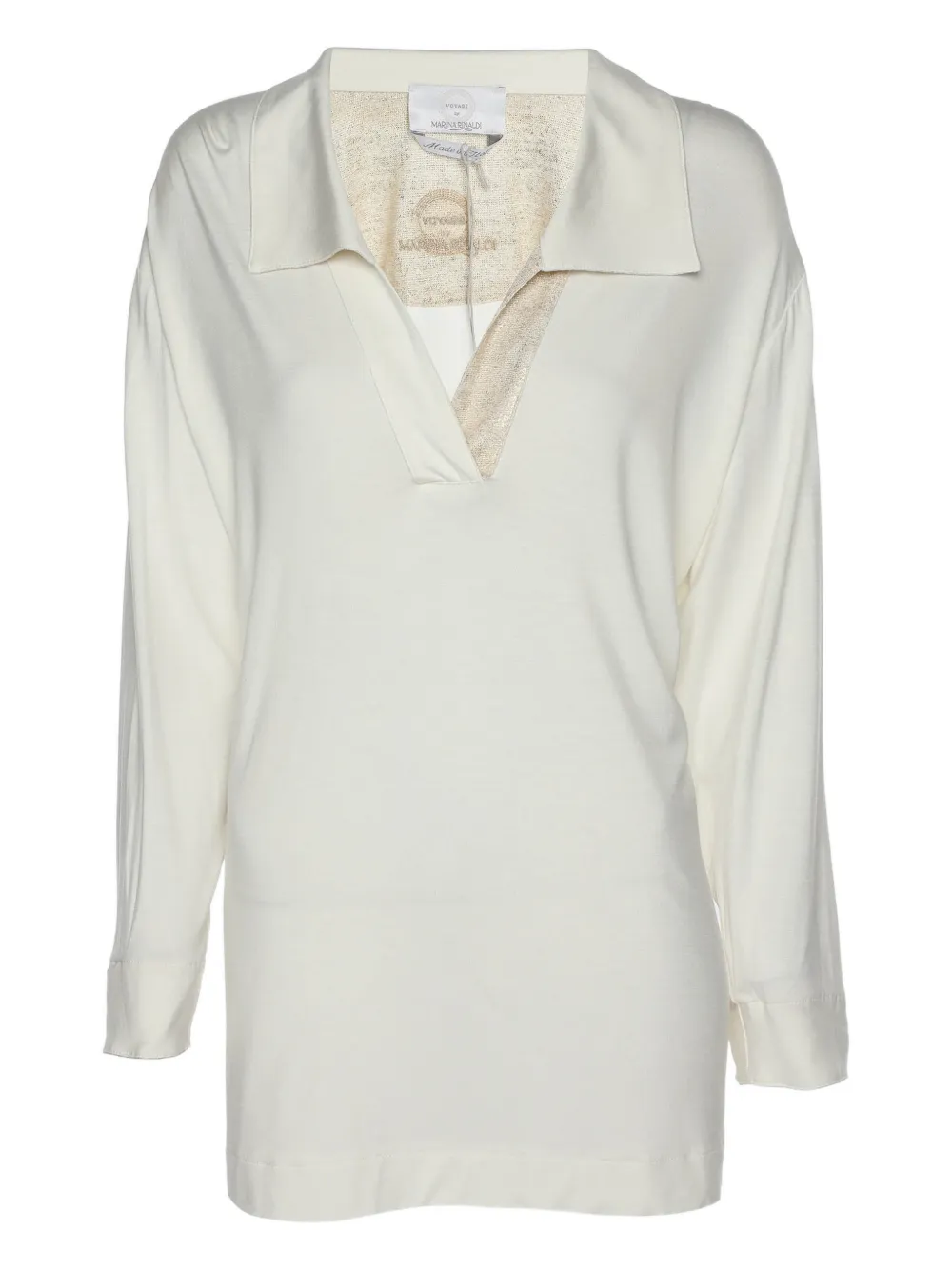 Pre-owned Marina Rinaldi Wingtip-collar Knitted Top In Neutral