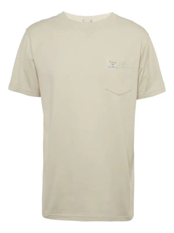 Christian Dior Pre-Owned 1947 Embroidered Logo t-shirt | Neutrals