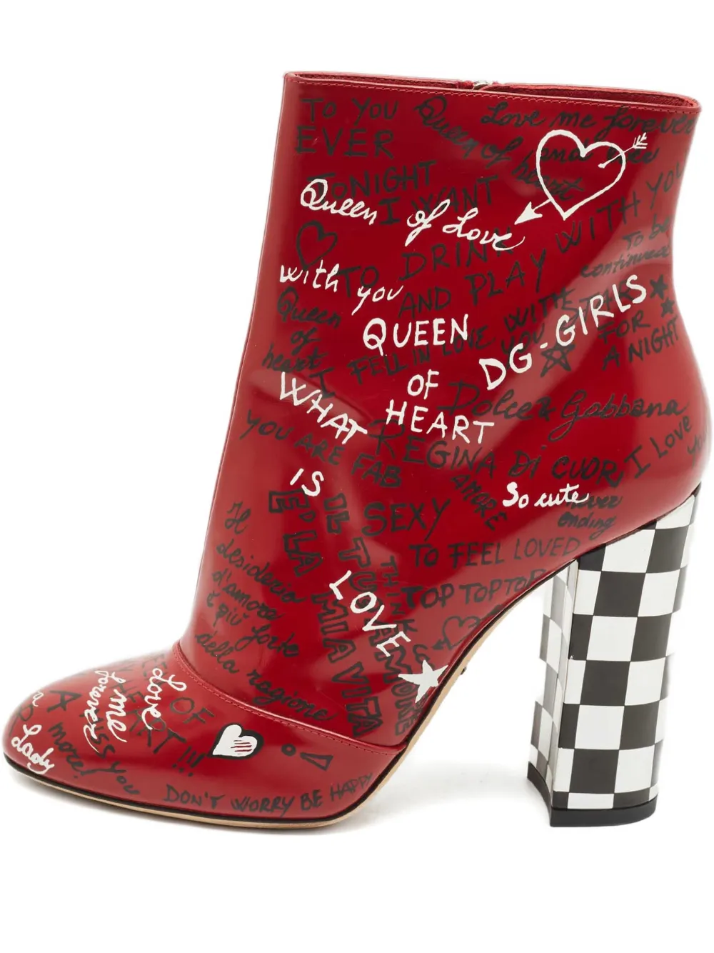 Dolce & Gabbana Pre-Owned Graffiti checked ankle boots - Rot