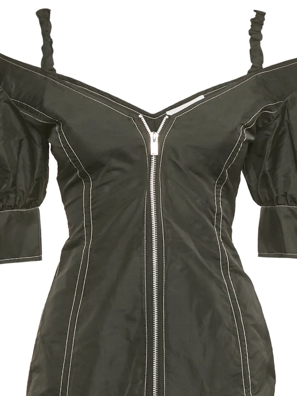 GANNI crepe cold-shoulder dress - Zwart