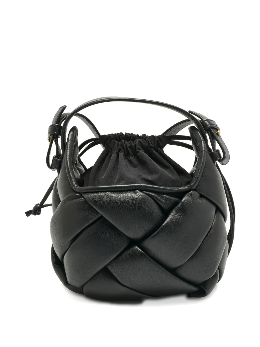 Bottega Veneta Pre-Owned Helmet intrecciato leather bucket bag - Nero