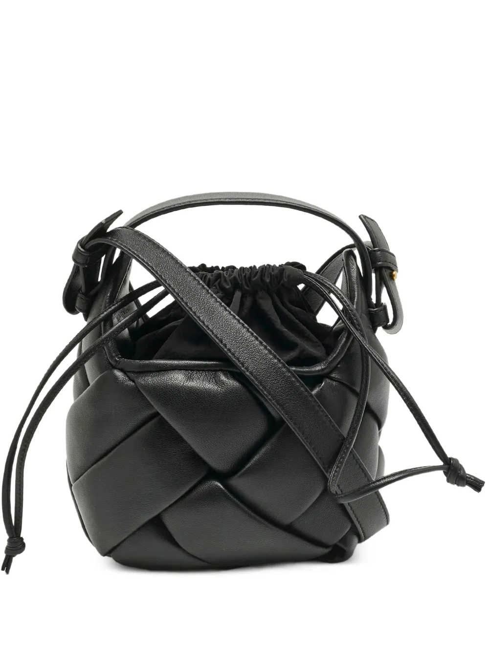 Bottega Veneta Pre-Owned Helmet intrecciato leather bucket bag - Nero