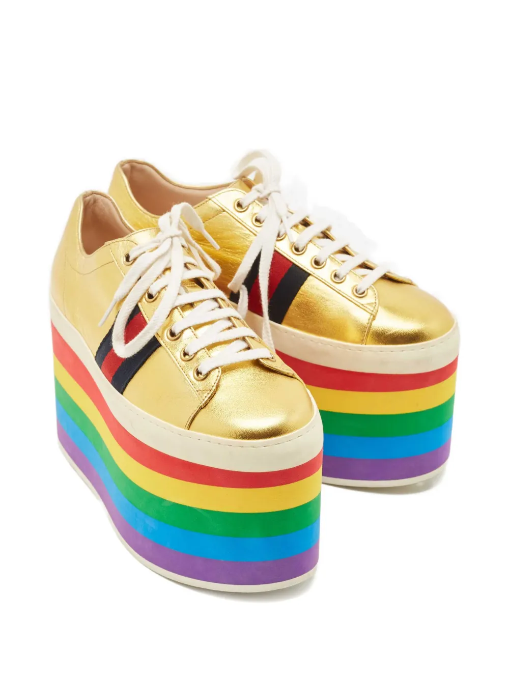 Gucci Pre-Owned Peggy platform sneakers - Goud