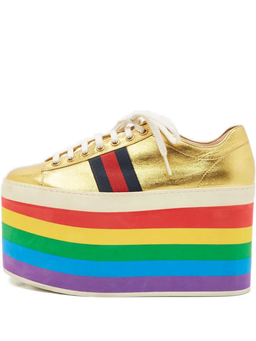 Gucci Pre-Owned Peggy platform sneakers - Gold