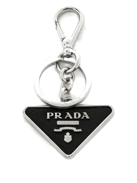 Prada Pre-Owned triangle-logo leather keyring