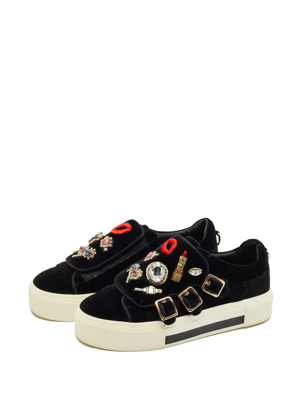 Alexander McQueen Pre-Owned buckle-detail embellished sneakers - Zwart