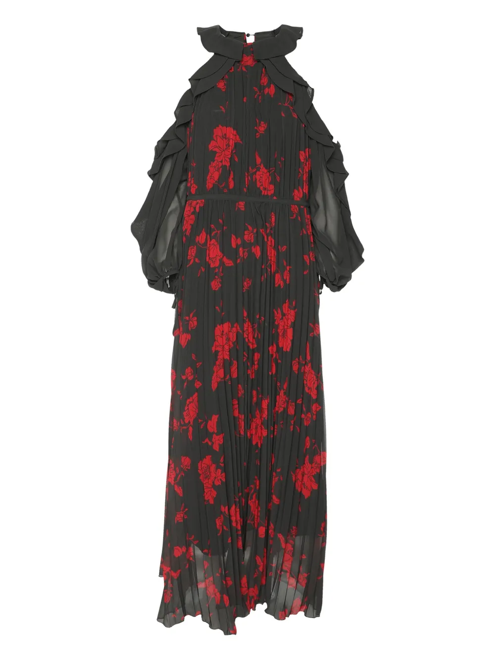 Self-Portrait floral-print midi dress - Schwarz