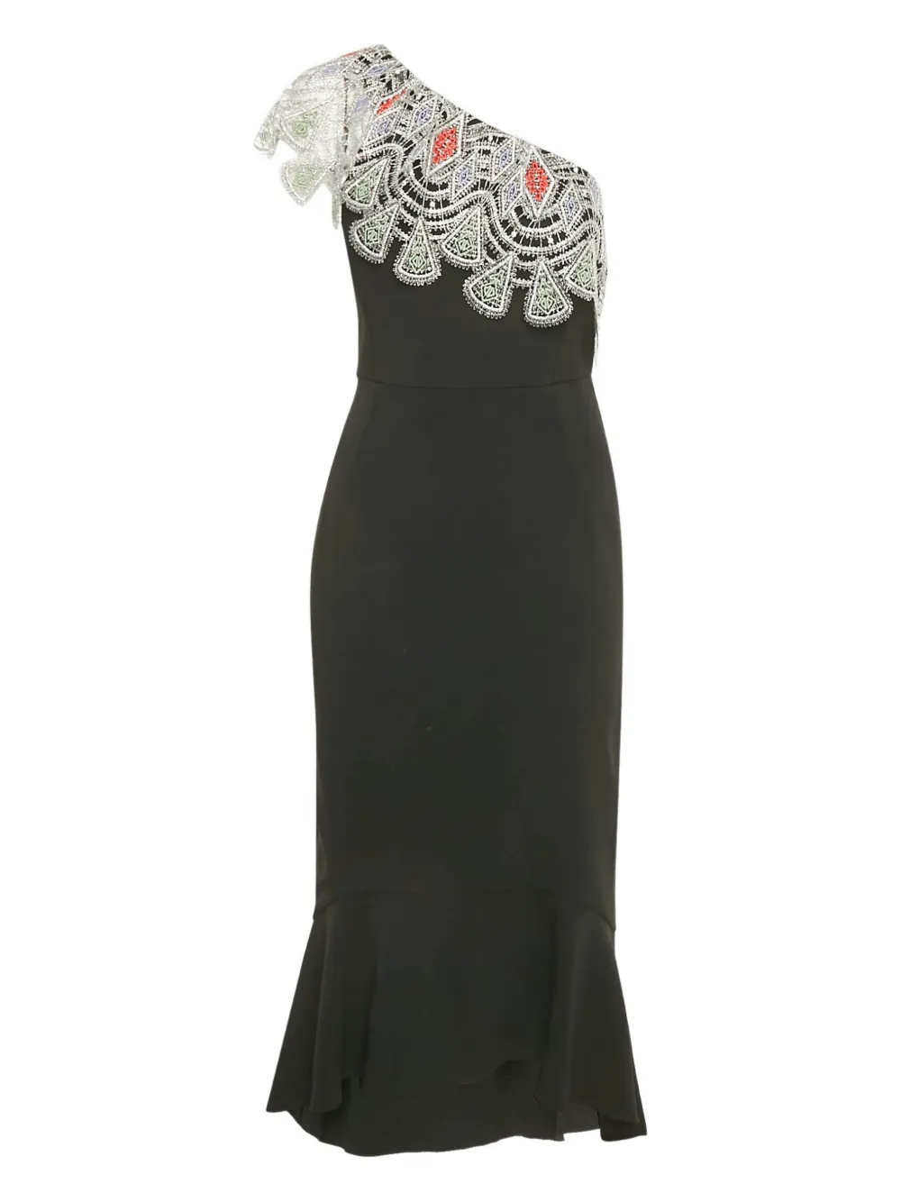 Peter Pilotto lace-detail one-shoulder dress - Nero