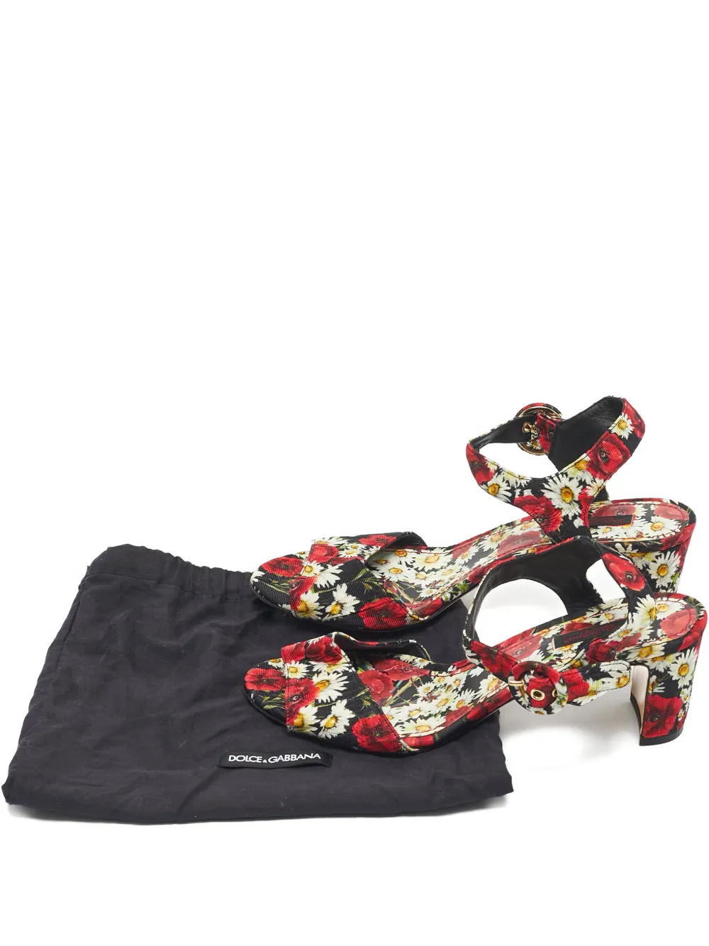 Pre-owned Dolce & Gabbana Floral-print Sandals In Red