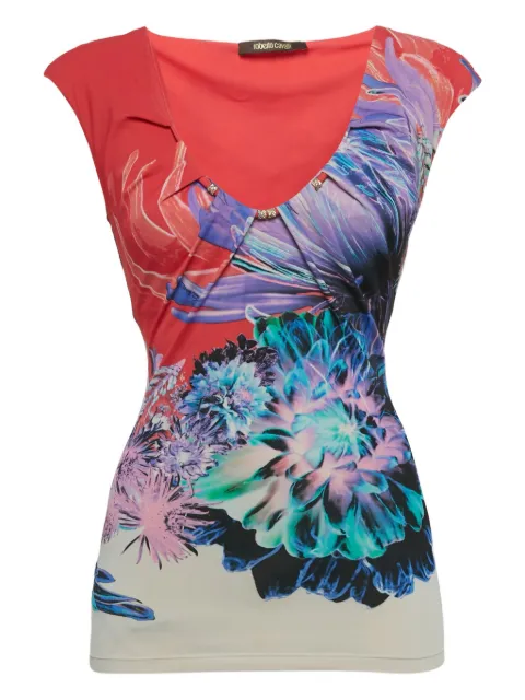 Roberto Cavalli floral-print scoop-neck top