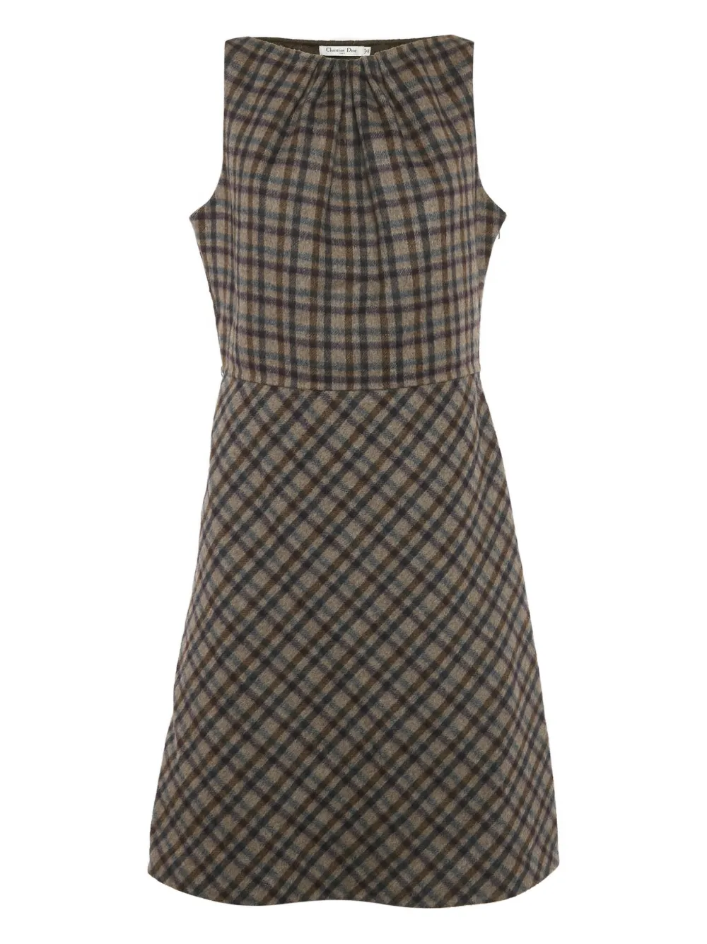 Christian Dior Pre-Owned plaid flared mini dress - Marrone