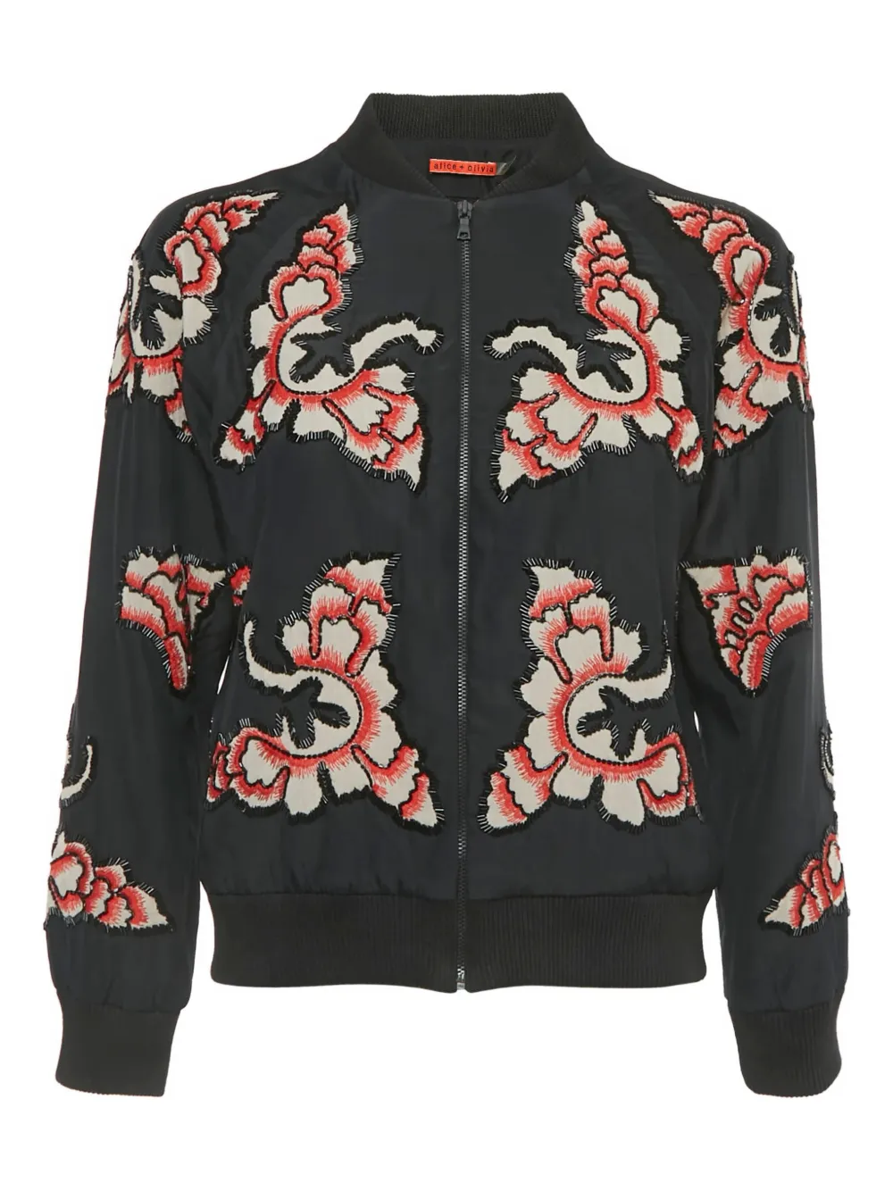 Pre-owned Alice And Olivia Embellished Bomber Jacket In Black
