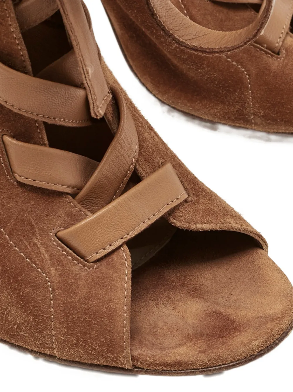 Gianvito Rossi open-toe ribbon ankle boots - Bruin