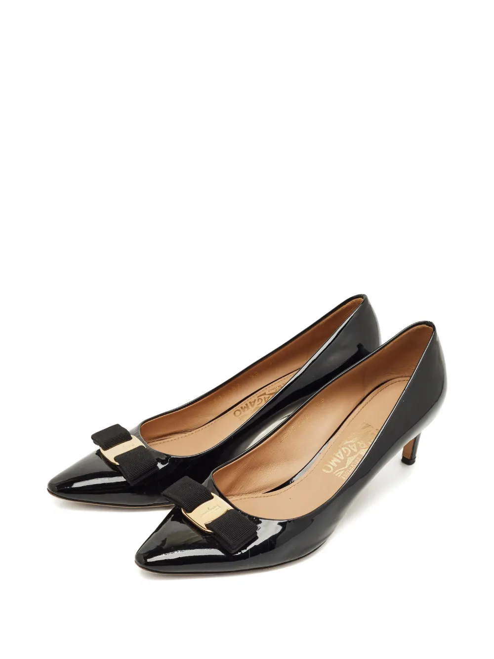 Ferragamo Pre-Owned Vara bow-detail leather pumps - Zwart